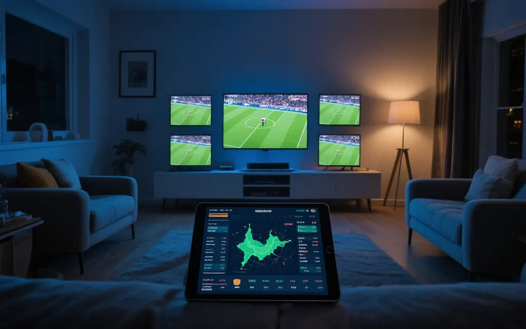多屏互动观赛：电视播放主画面，平板显示数据直播与战术热区